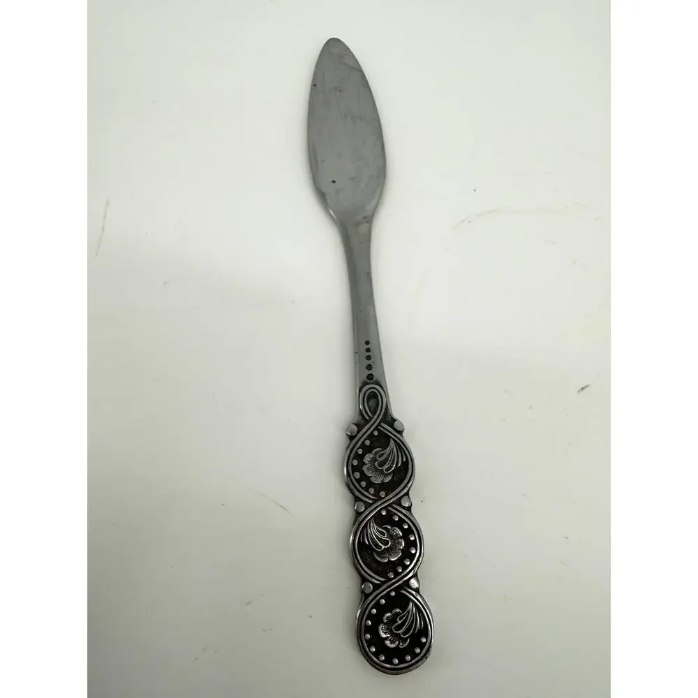 Vintage National Japan Cake Knife Ornate Floral Witchy Dark Academia Serving